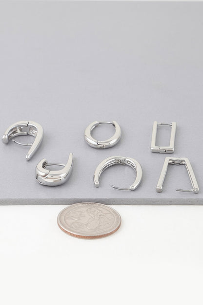 Multi Shiny Modern Hoop Earrings Set - Tigbul's Variety Fashion Shop