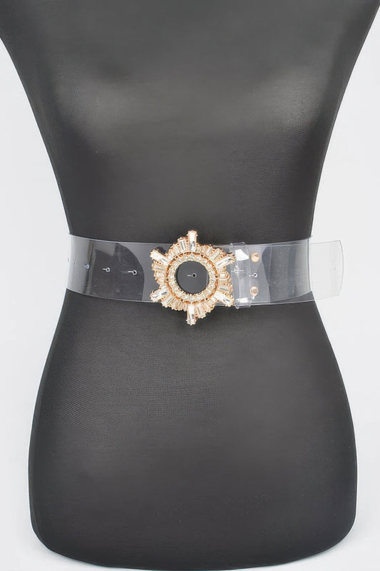 Multi Stone Buckle Clear Belt - Tigbul's Variety Fashion Shop