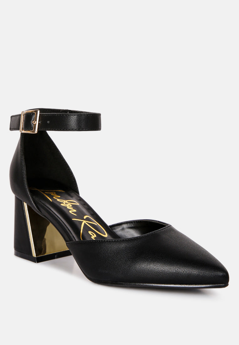 Myla Faux Leather Metallic Sling Heeled Sandals - Tigbul's Variety Fashion Shop