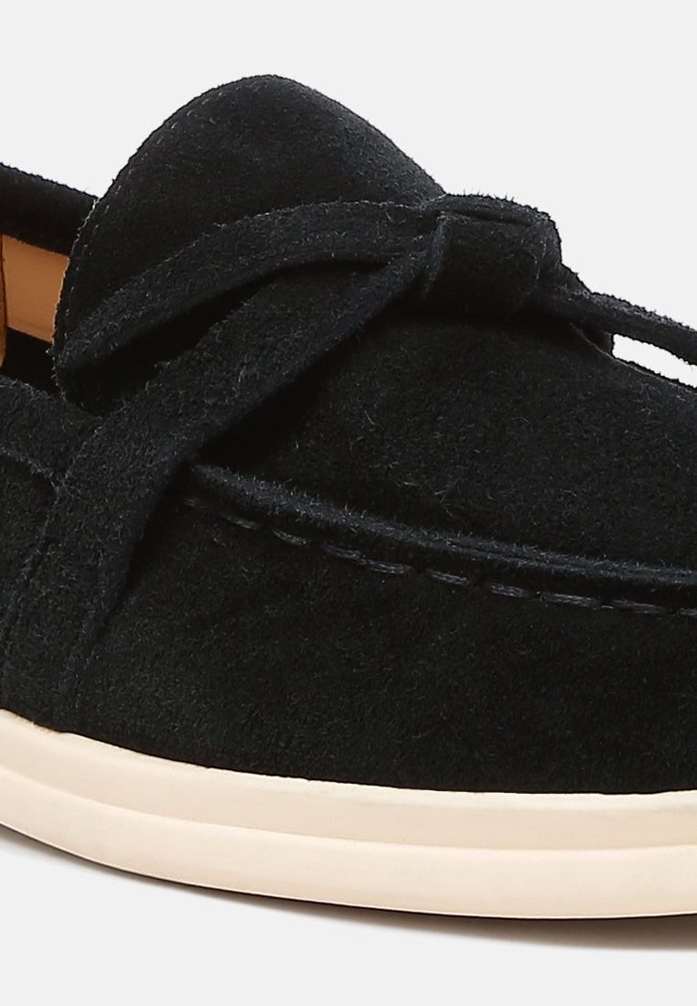 Nautica Genuine Suede Knot Detailed Loafers - Tigbul's Variety Fashion Shop