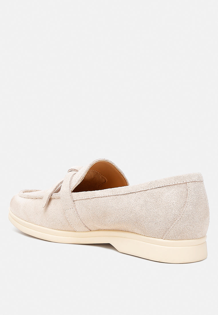 Nautica Genuine Suede Knot Detailed Loafers - Tigbul's Variety Fashion Shop