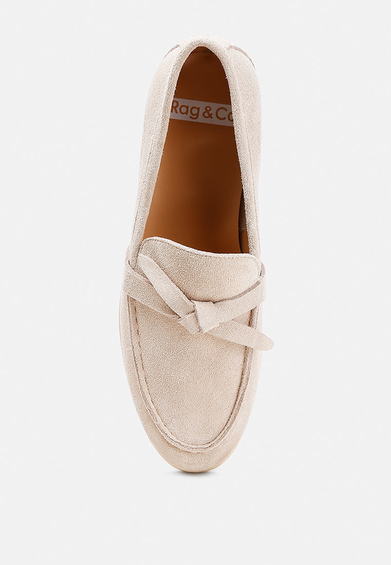 Nautica Genuine Suede Knot Detailed Loafers - Tigbul's Variety Fashion Shop