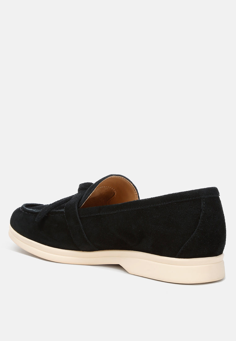 Nautica Genuine Suede Knot Detailed Loafers - Tigbul's Variety Fashion Shop