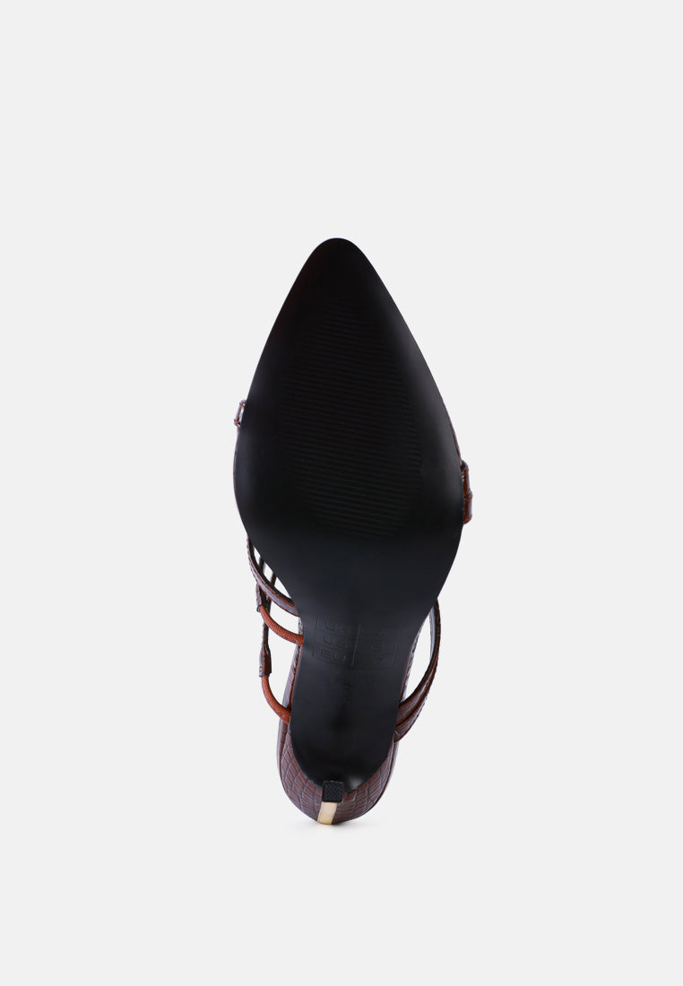 New Affair Croc Strappy High Heel Sandals - Tigbul's Variety Fashion Shop