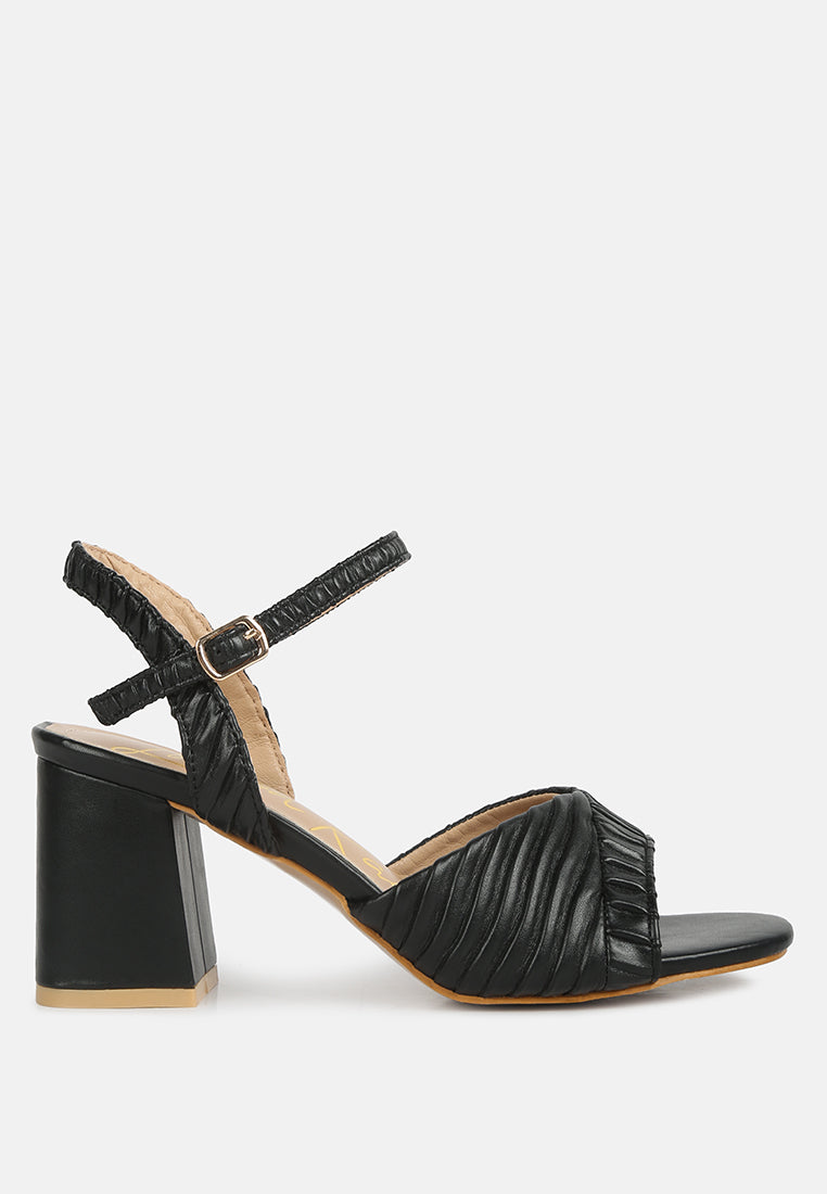Nicholas Pleated Strap Block Heel Sandals - Tigbul's Variety Fashion Shop