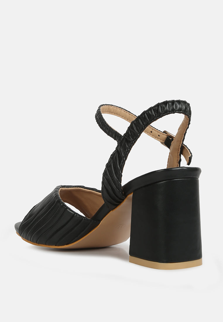 Nicholas Pleated Strap Block Heel Sandals - Tigbul's Variety Fashion Shop