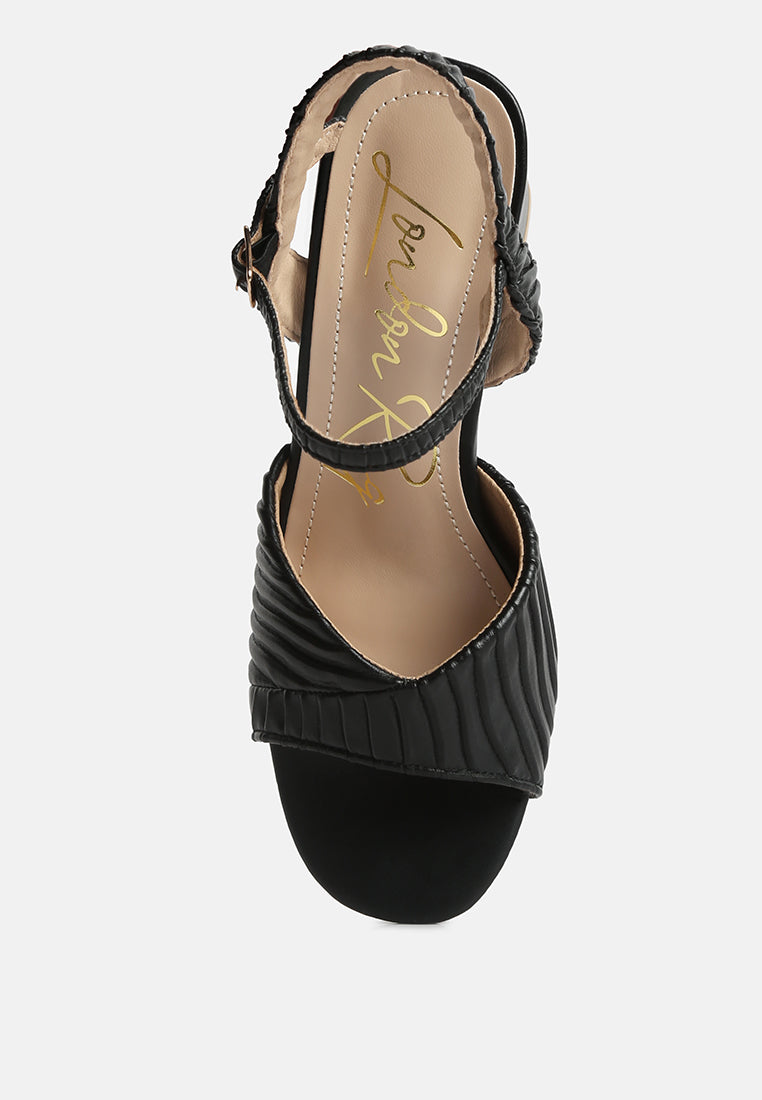 Nicholas Pleated Strap Block Heel Sandals - Tigbul's Variety Fashion Shop