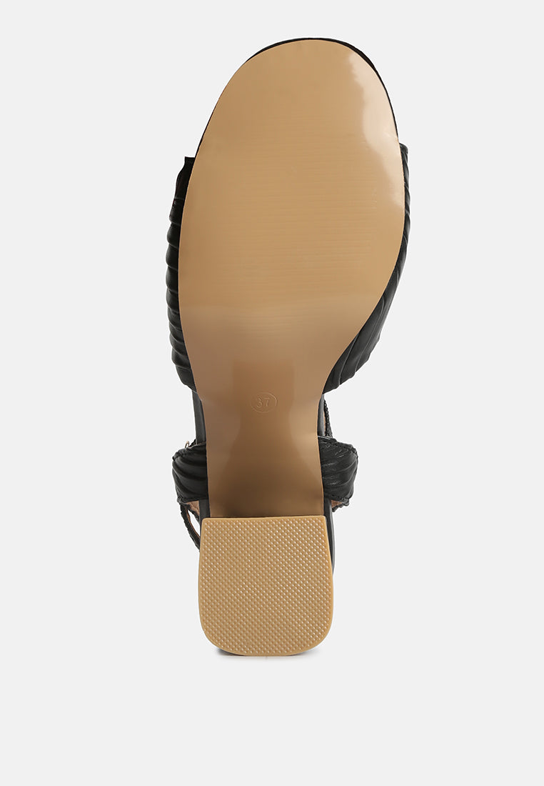 Nicholas Pleated Strap Block Heel Sandals - Tigbul's Variety Fashion Shop