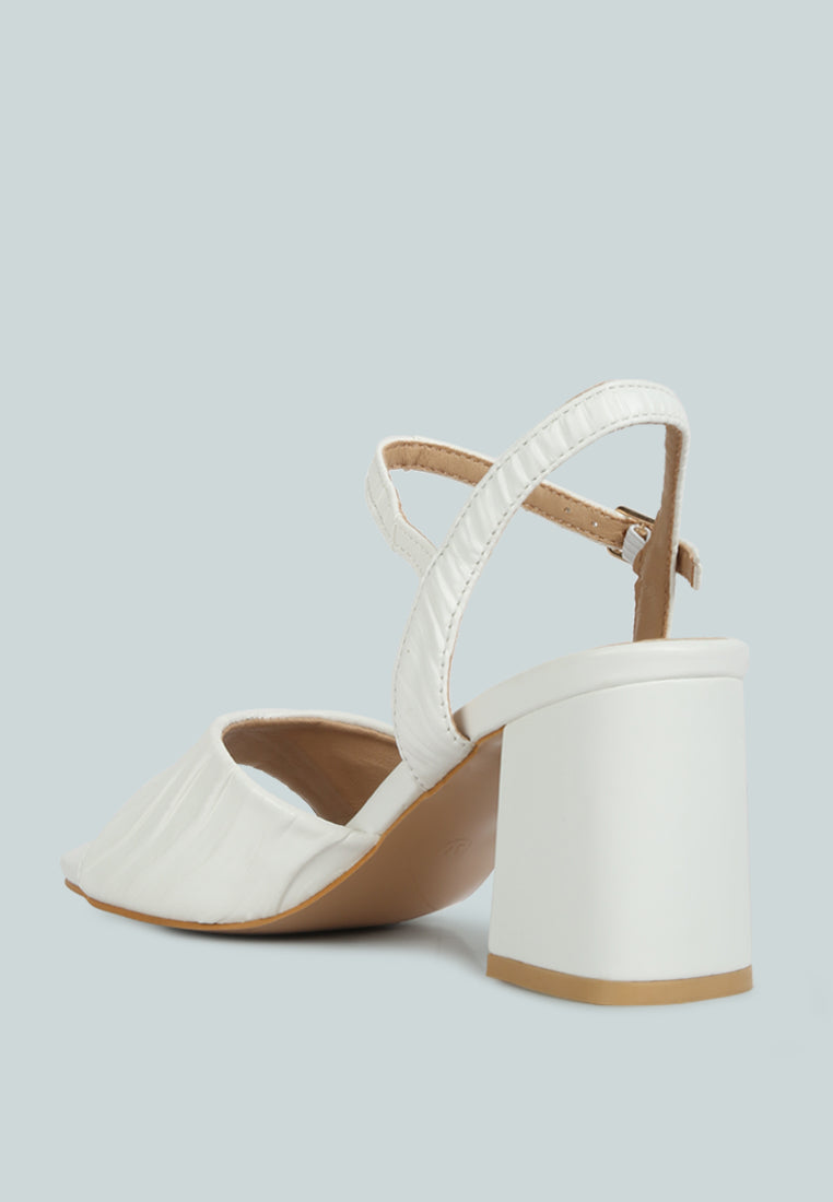Nicholas Pleated Strap Block Heel Sandals - Tigbul's Variety Fashion Shop