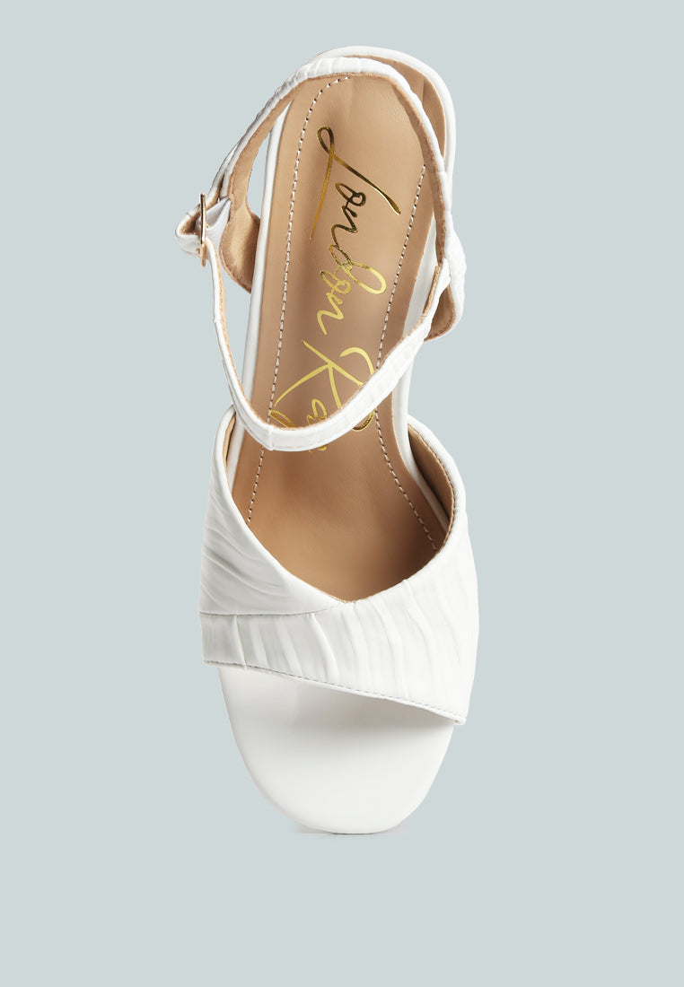 Nicholas Pleated Strap Block Heel Sandals - Tigbul's Variety Fashion Shop