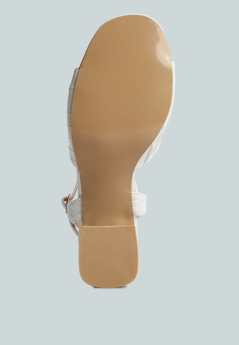 Nicholas Pleated Strap Block Heel Sandals - Tigbul's Variety Fashion Shop