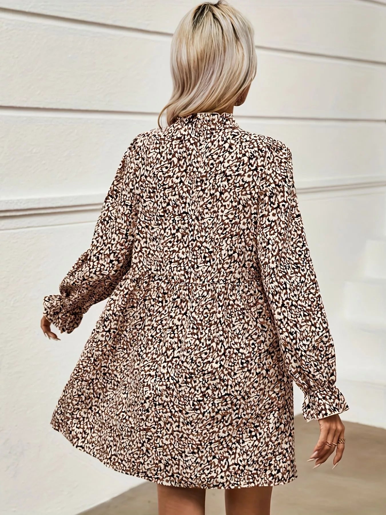 Notched Flounce Sleeve Mini Dress - Tigbul's Variety Fashion Shop