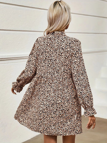 Notched Flounce Sleeve Mini Dress - Tigbul's Variety Fashion Shop