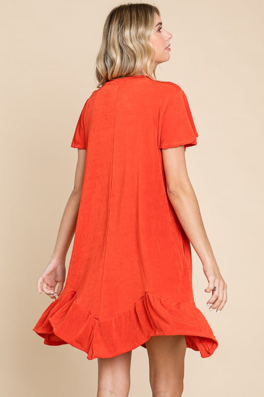 Notched Short Sleeve Dress - Tigbul's Variety Fashion Shop