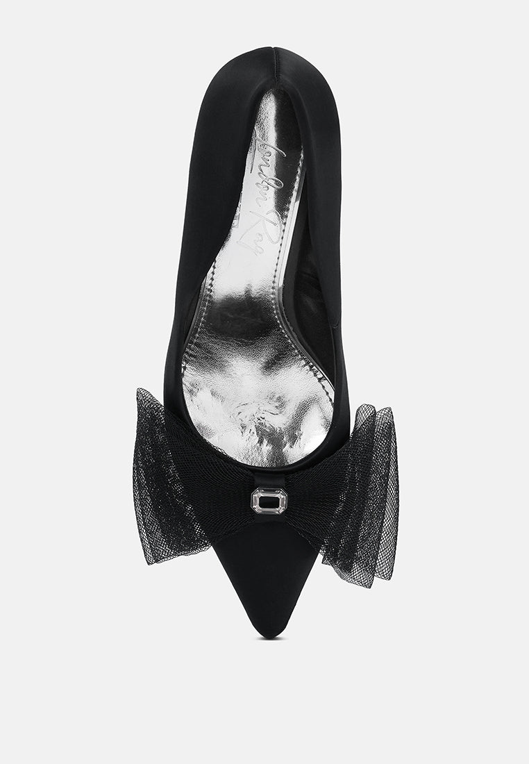 Odette Diamante Embellished Bow Stiletto Pumps - Tigbul's Variety Fashion Shop