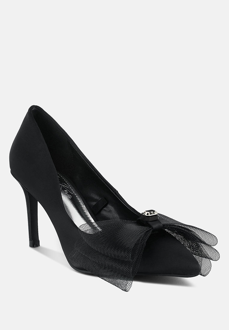 Odette Diamante Embellished Bow Stiletto Pumps - Tigbul's Variety Fashion Shop