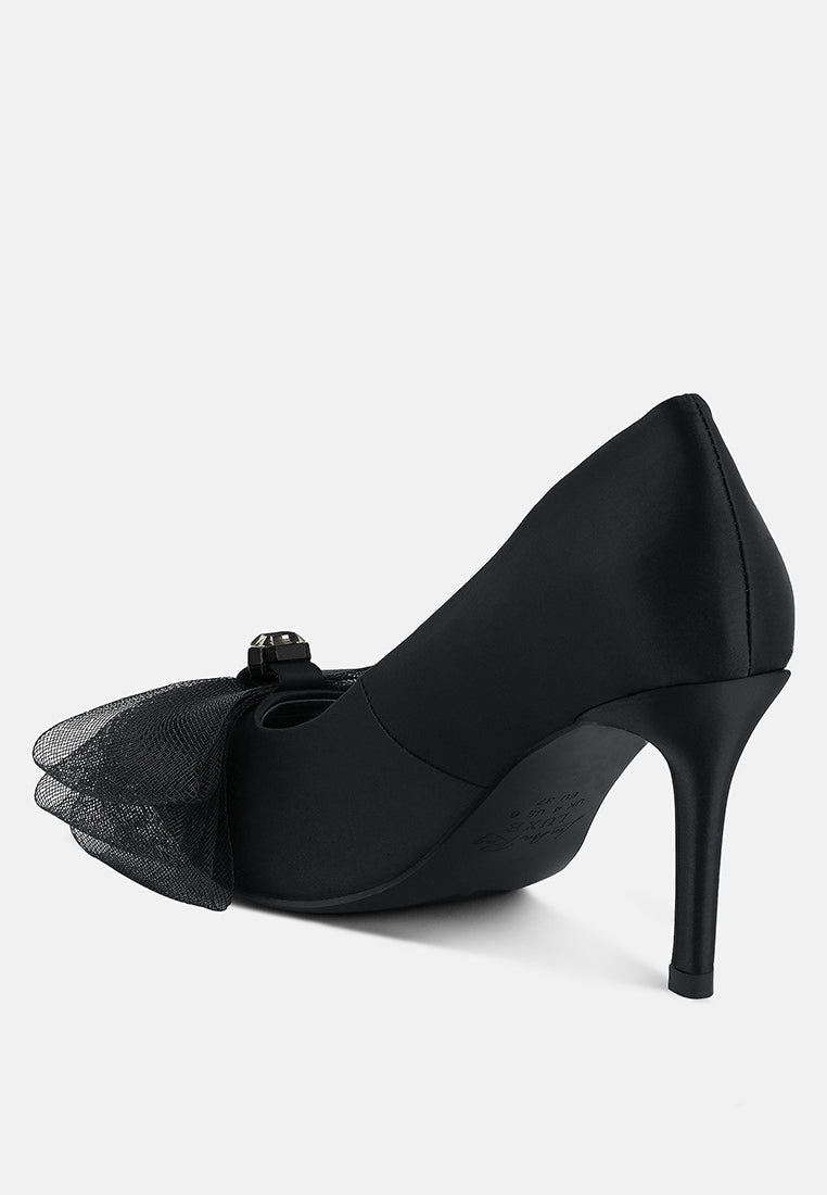Odette Diamante Embellished Bow Stiletto Pumps - Tigbul's Variety Fashion Shop