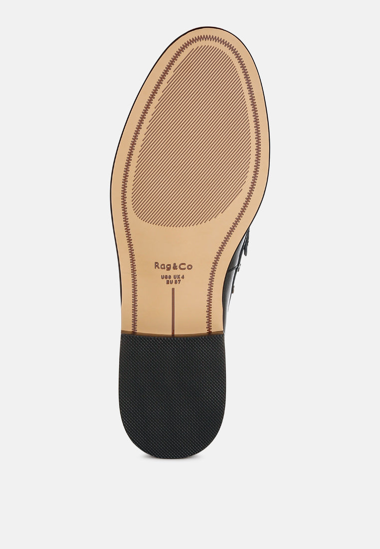 Oglavia Studs Embellished Leather Loafers - Tigbul's Variety Fashion Shop