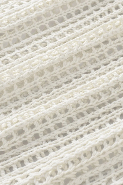 Openwork Round Neck Half Sleeve Knit Cover Up - Tigbul's Variety Fashion Shop