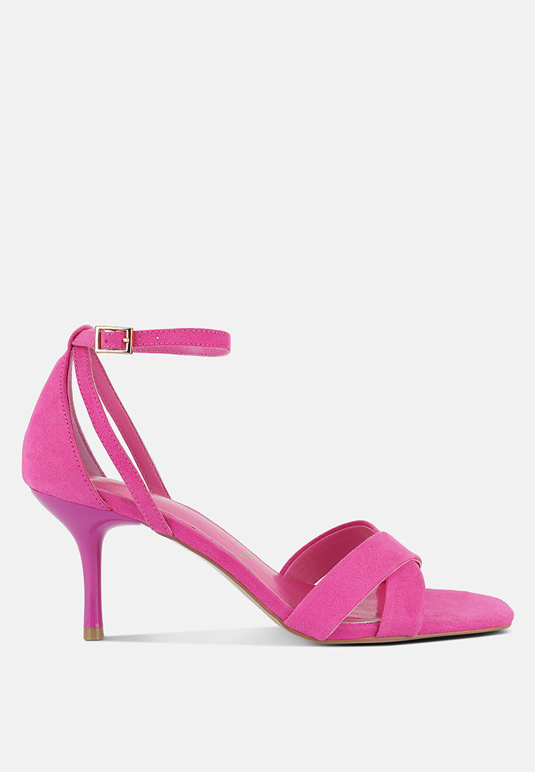 Oraiku Faux Suede Cross Strap Heels - Tigbul's Variety Fashion Shop