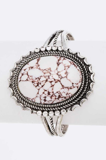 Oval Stone Oversize Bangle - Tigbul's Variety Fashion Shop