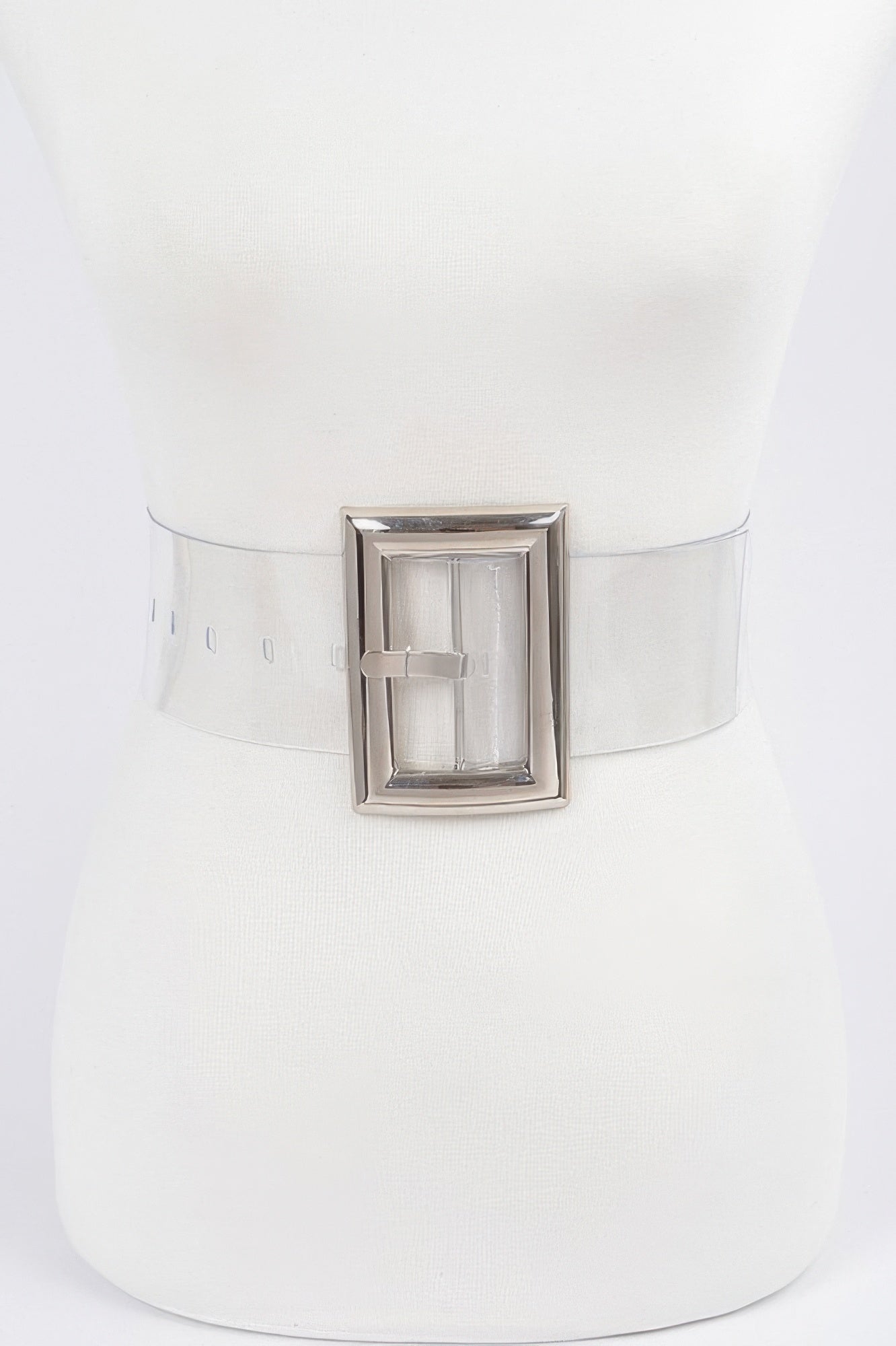 Oversize transparenter PVC-Gürtel mit silberner Schnalle, verstellbar, One Size