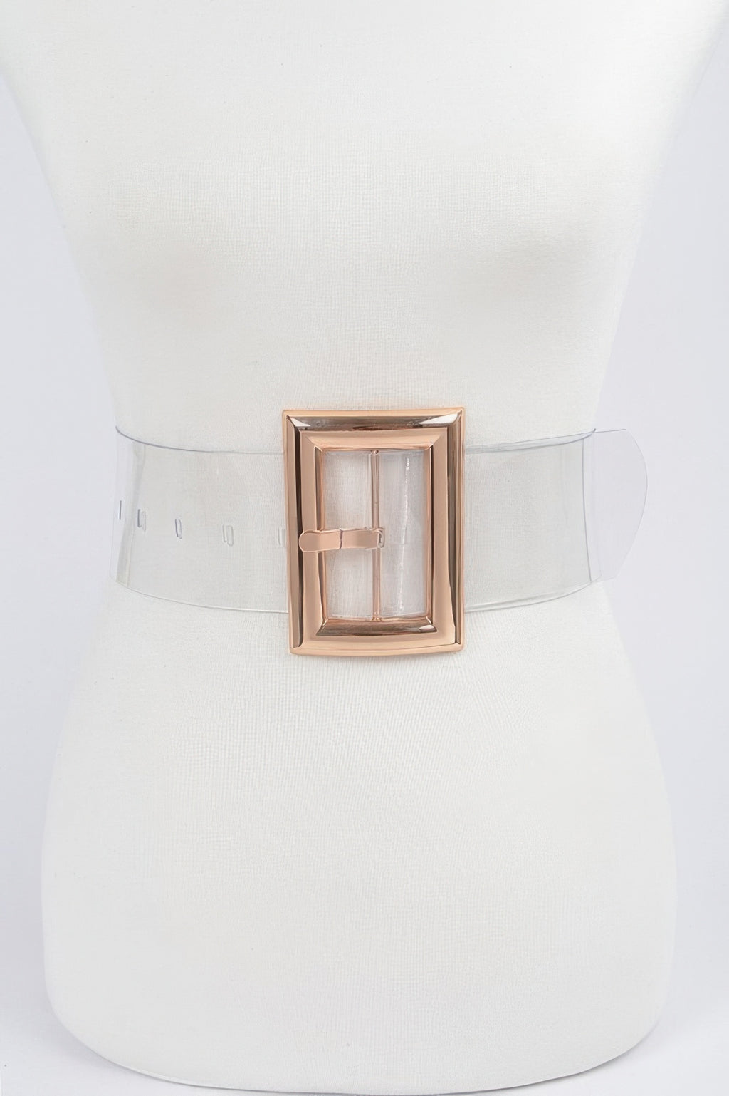Oversize transparenter PVC-Gürtel mit roségoldener Schnalle, One Size