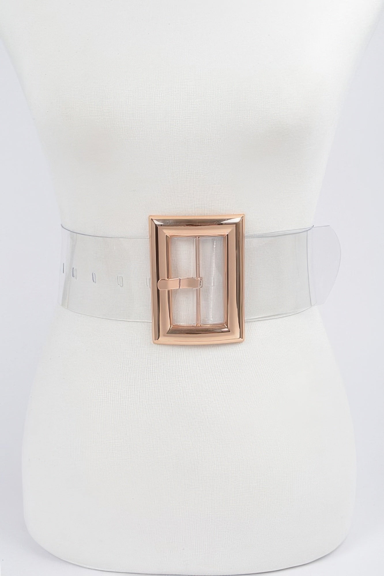 Oversize transparenter PVC-Gürtel mit roségoldener Schnalle, One Size