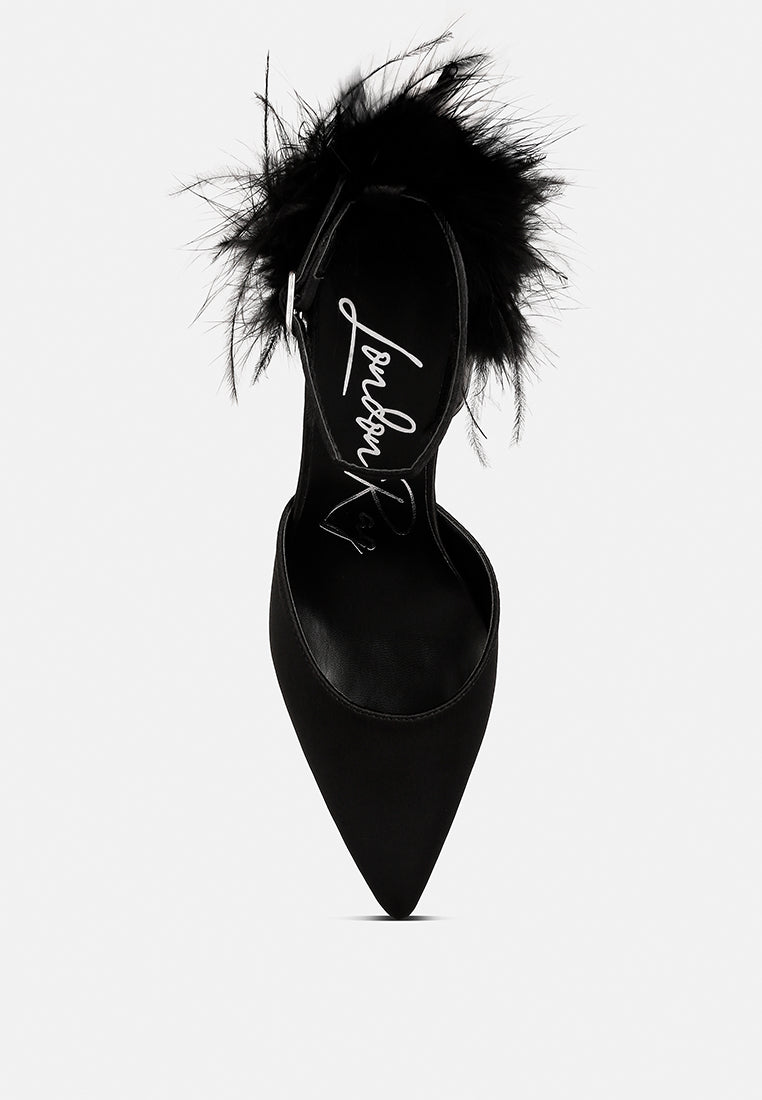 Palmetta Fur Detail Block Heel Sandals - Tigbul's Variety Fashion Shop