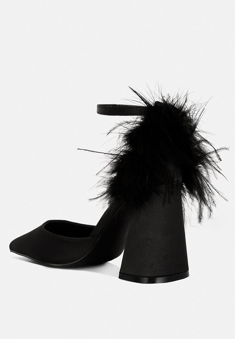 Palmetta Fur Detail Block Heel Sandals - Tigbul's Variety Fashion Shop