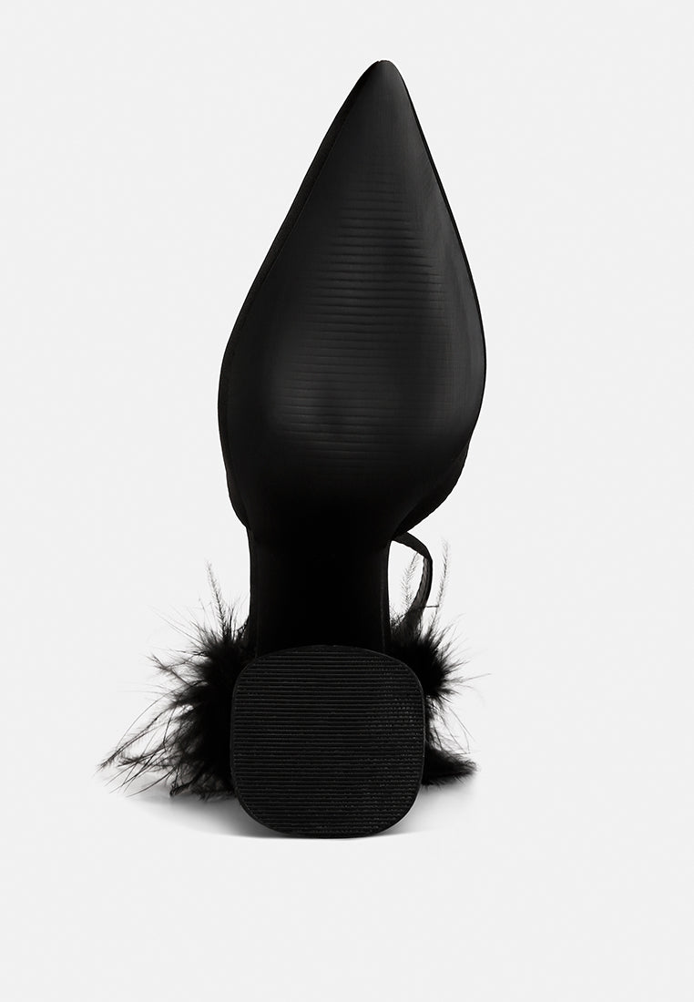Palmetta Fur Detail Block Heel Sandals - Tigbul's Variety Fashion Shop