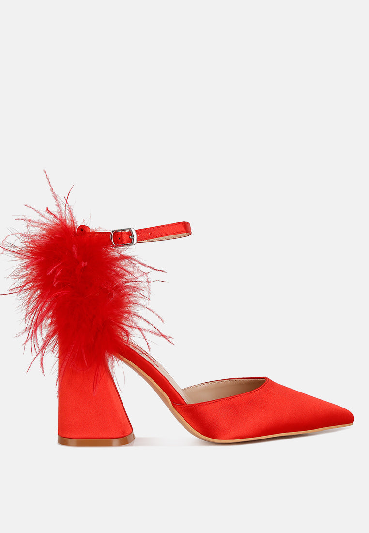 Palmetta Fur Detail Block Heel Sandals - Tigbul's Variety Fashion Shop