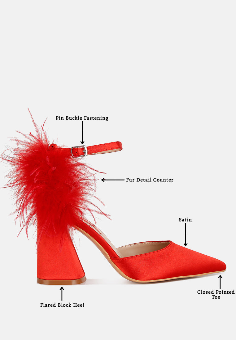 Palmetta Fur Detail Block Heel Sandals - Tigbul's Variety Fashion Shop