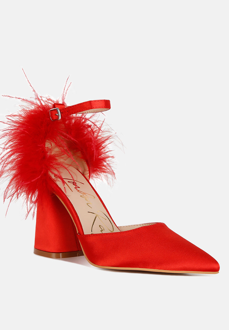Palmetta Fur Detail Block Heel Sandals - Tigbul's Variety Fashion Shop