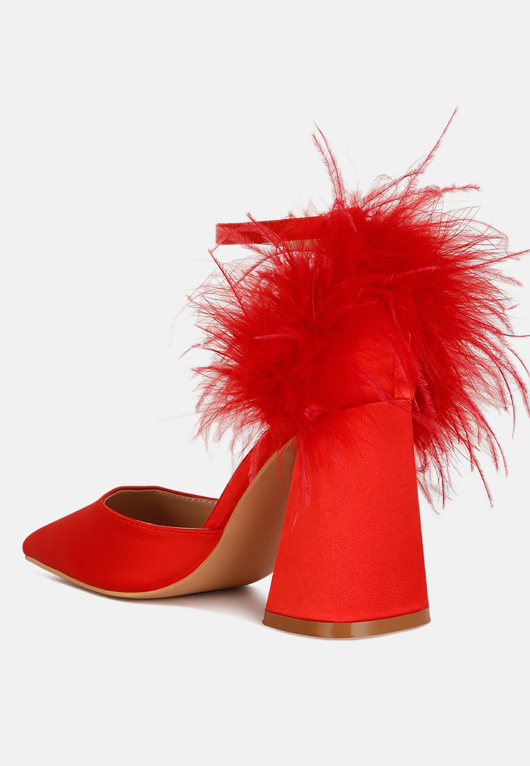 Palmetta Fur Detail Block Heel Sandals - Tigbul's Variety Fashion Shop