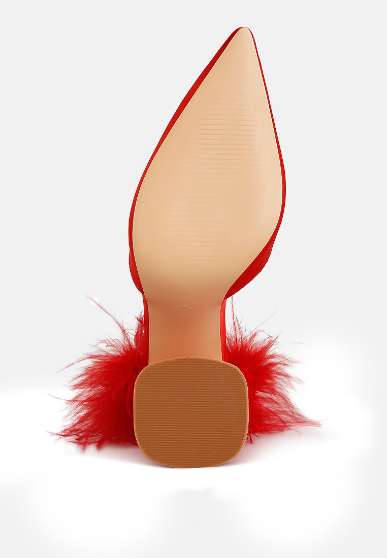 Palmetta Fur Detail Block Heel Sandals - Tigbul's Variety Fashion Shop