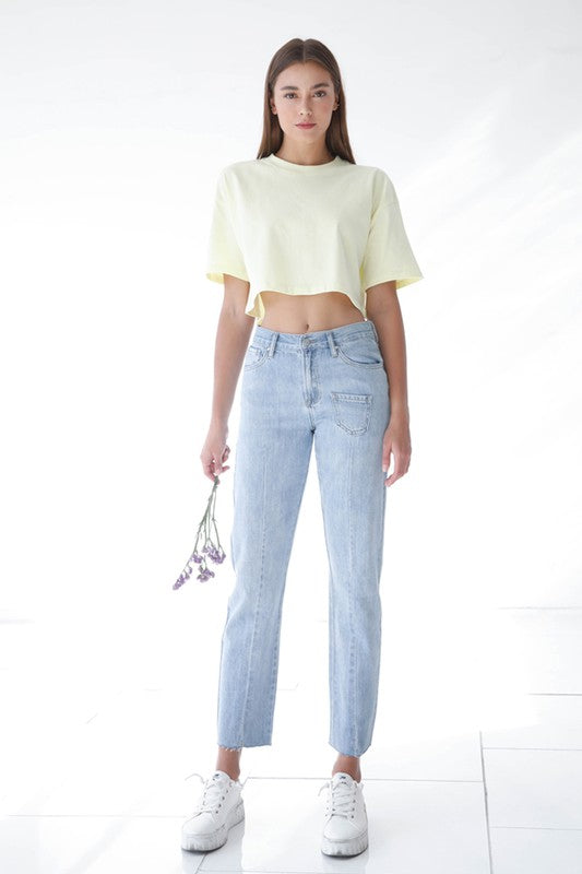 Patched Pocket Boyfriend Jeans - Tigbul's Variety Fashion Shop