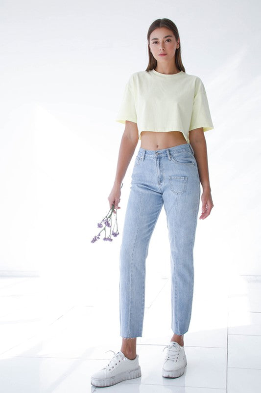 Patched Pocket Boyfriend Jeans - Tigbul's Variety Fashion Shop
