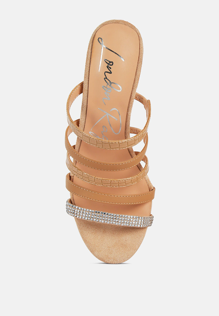 Peaches Strapped Rhinestone Embellished Sandals - Tigbul's Variety Fashion Shop