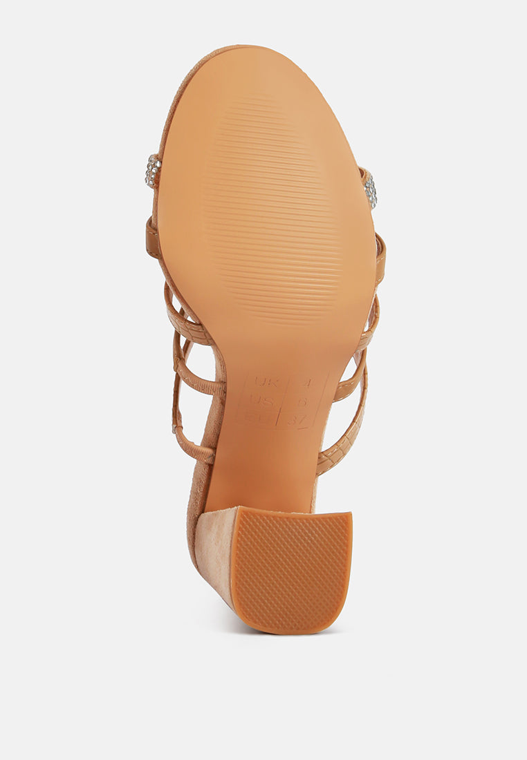 Peaches Strapped Rhinestone Embellished Sandals - Tigbul's Variety Fashion Shop