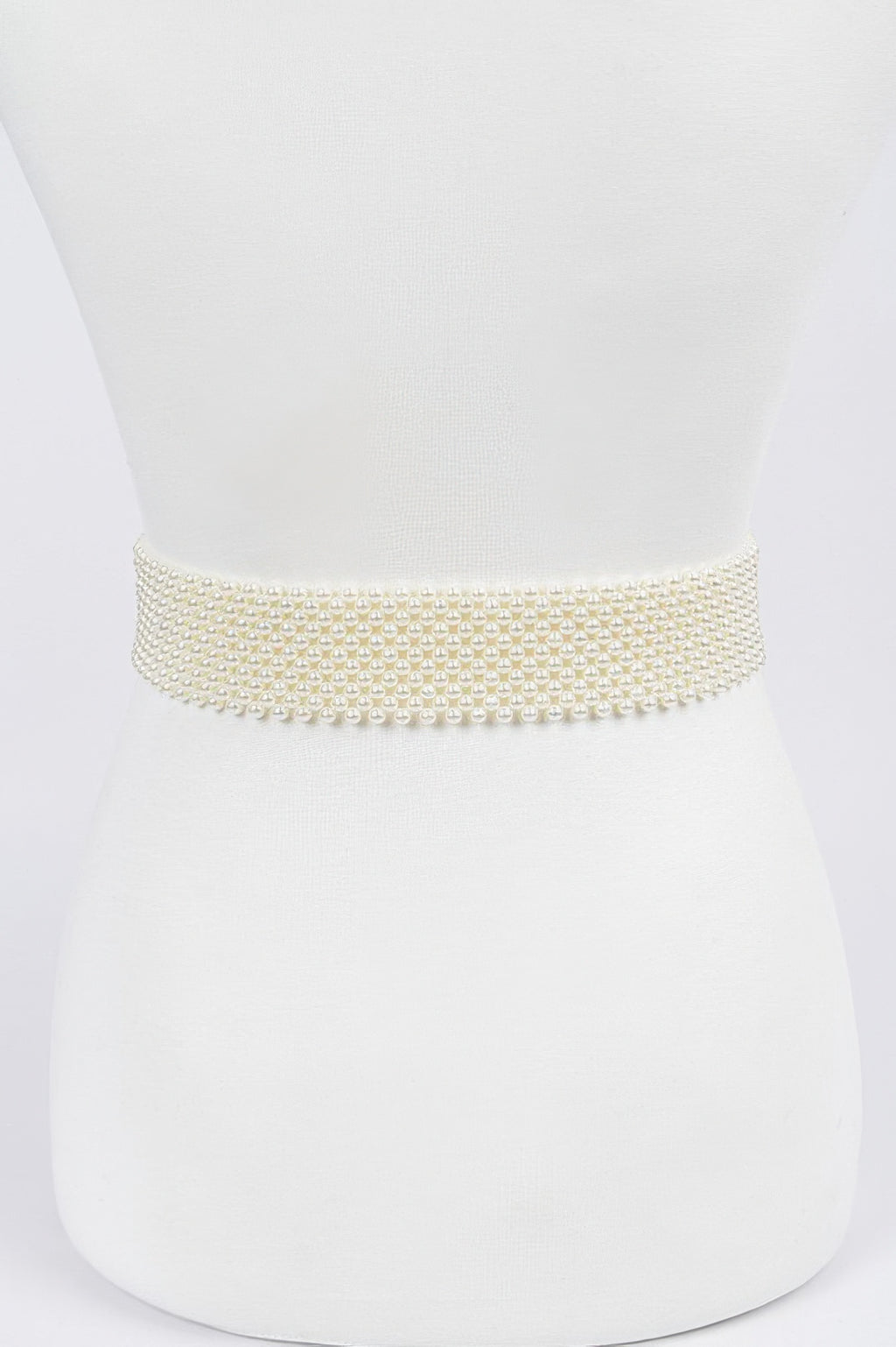 Ivory pearl beaded belt band (One Size), flexible stretch fit