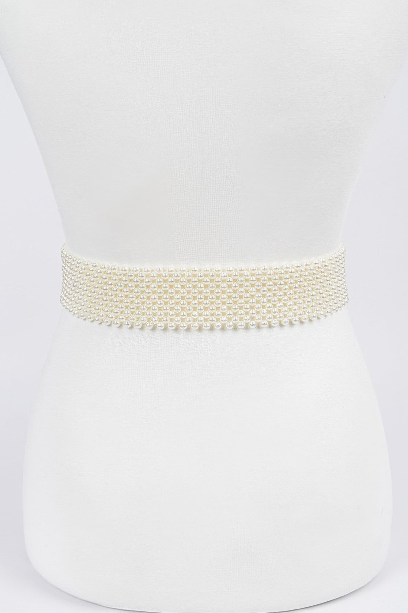 Ivory pearl beaded belt band (One Size), flexible stretch fit