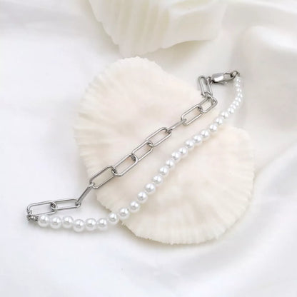 Pearl & Chain Link Necklace - Tigbul's Variety Fashion Shop