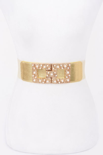 Pearl Metal Buckle Elastic Belt - Tigbul's Variety Fashion Shop