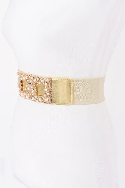 Pearl Metal Buckle Elastic Belt - Tigbul's Variety Fashion Shop