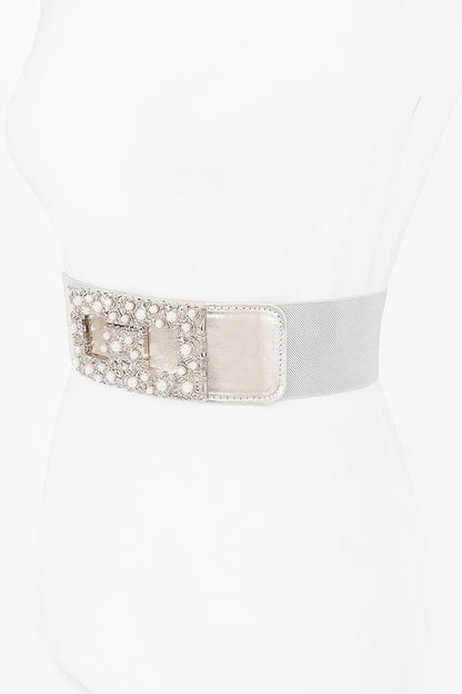 Pearl Metal Buckle Elastic Belt - Tigbul's Variety Fashion Shop