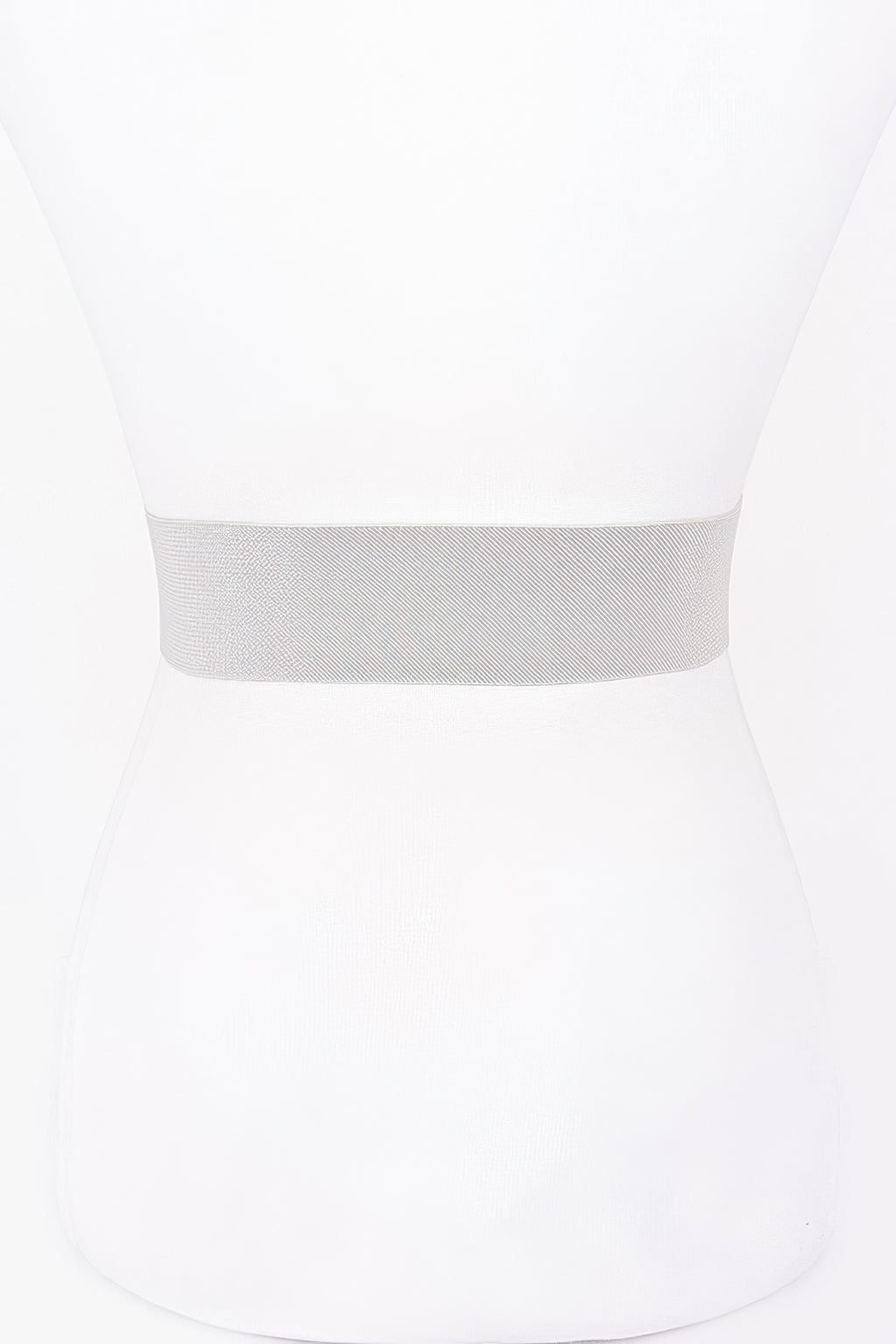 Pearl metal buckle elastic belt, silver elastic waistband only (buckle not shown)