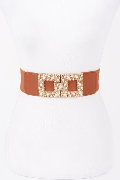 Pearl Metal Buckle Elastic Belt - Tigbul's Variety Fashion Shop