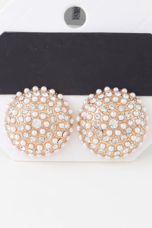 Pearled Dome Stud Earrings - Tigbul's Variety Fashion Shop