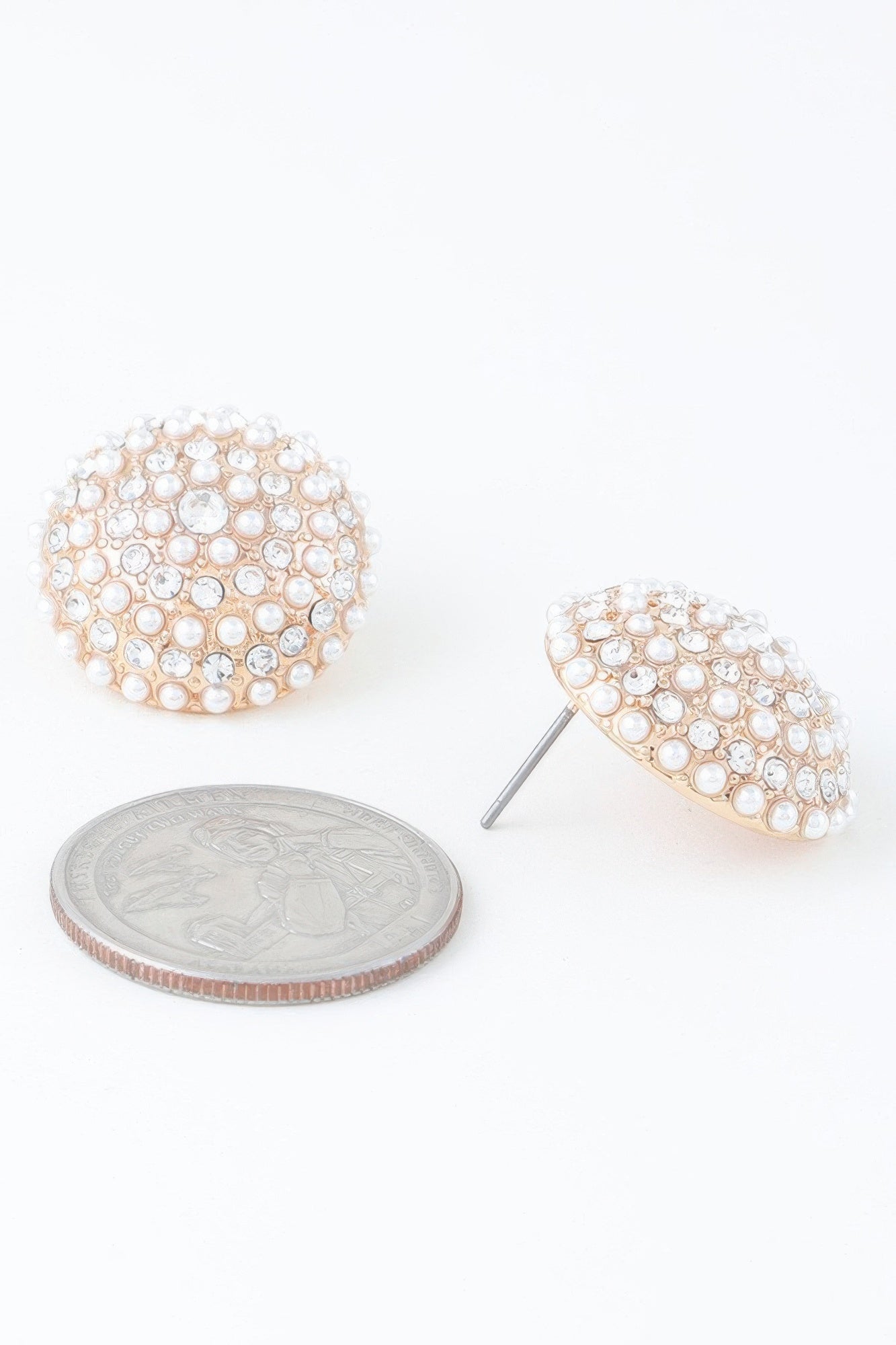 Pearled Dome Stud Earrings - Tigbul's Variety Fashion Shop